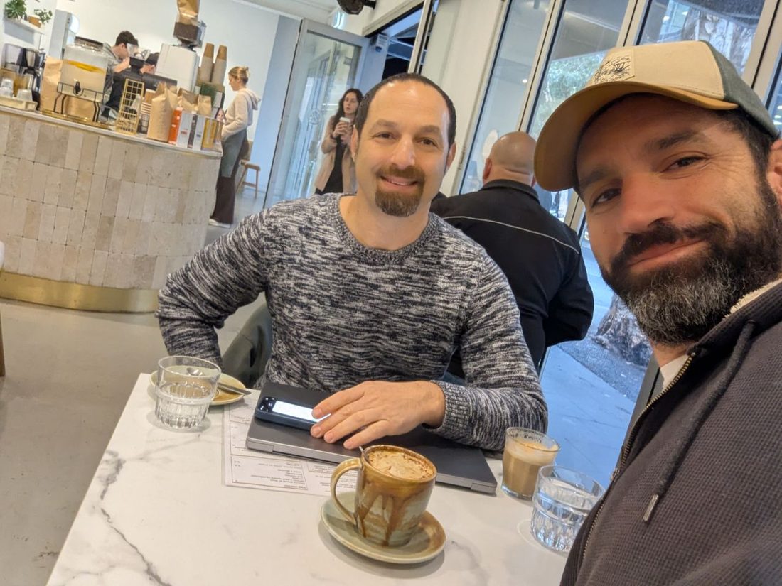 Oren and Elad at a café in Sydney